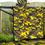 Yellow Brown And Black Camouflage Print Quilt
