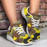 Yellow Brown And Black Camouflage Print Sport Shoes GearFrost