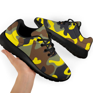 Yellow Brown And Black Camouflage Print Sport Shoes GearFrost