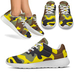 Yellow Brown And Black Camouflage Print Sport Shoes GearFrost