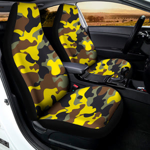 Yellow Brown And Black Camouflage Print Universal Fit Car Seat Covers