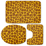 Yellow Brown Giraffe Pattern Print 3 Piece Bath Mat Set