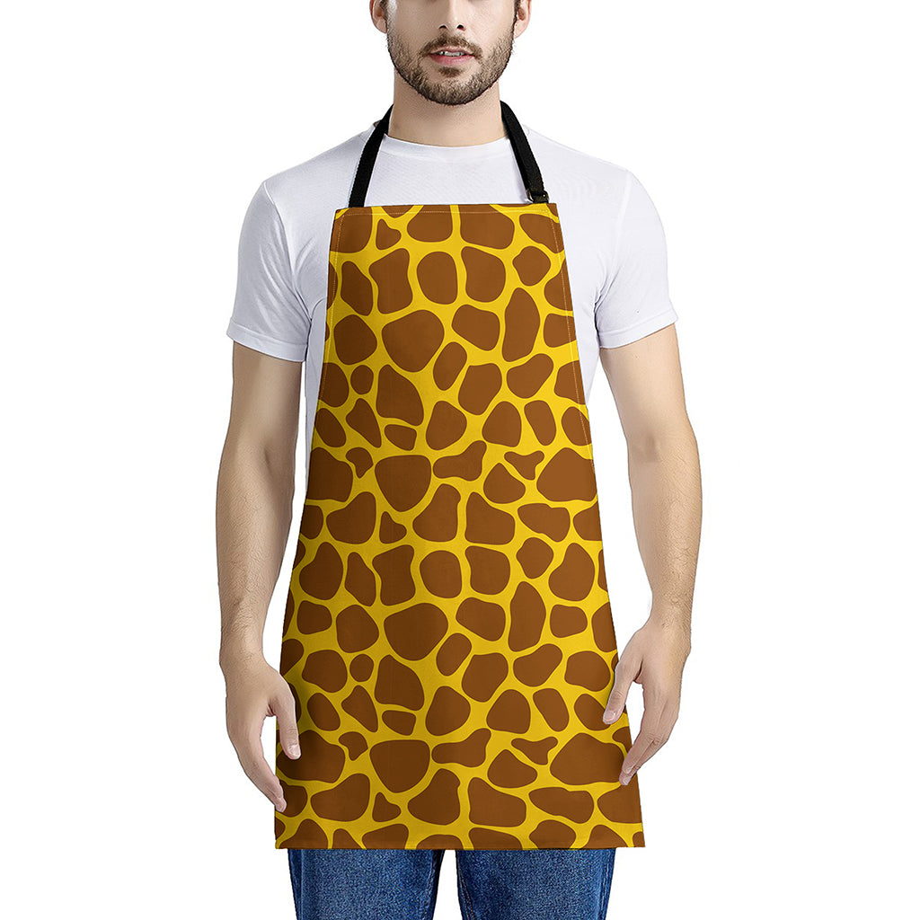 Yellow Brown Giraffe Pattern Print Apron