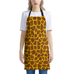 Yellow Brown Giraffe Pattern Print Apron