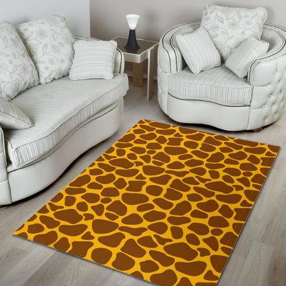 Yellow Brown Giraffe Pattern Print Area Rug GearFrost