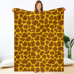 Yellow Brown Giraffe Pattern Print Blanket