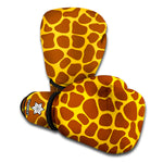 Yellow Brown Giraffe Pattern Print Boxing Gloves