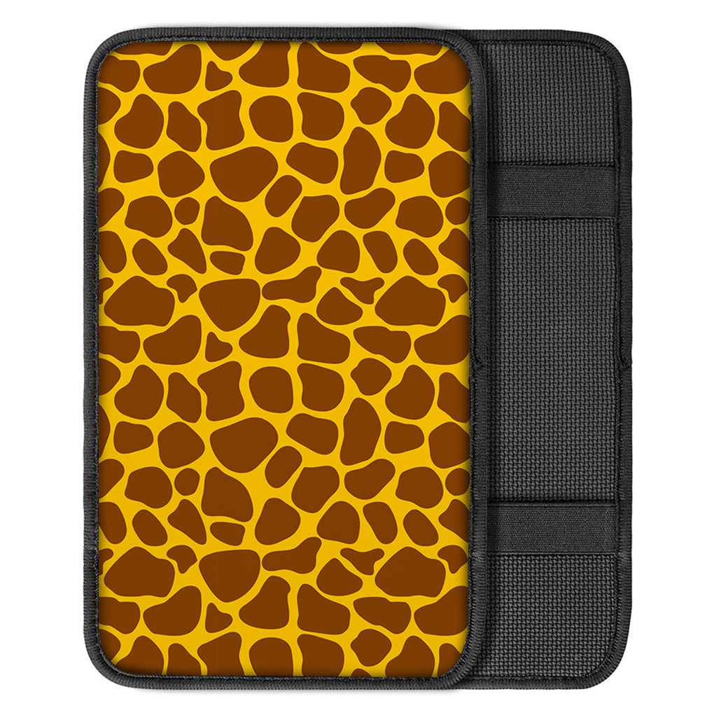 Yellow Brown Giraffe Pattern Print Car Center Console Cover