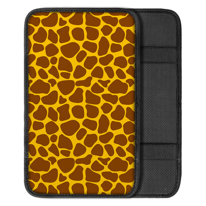 Yellow Brown Giraffe Pattern Print Car Center Console Cover