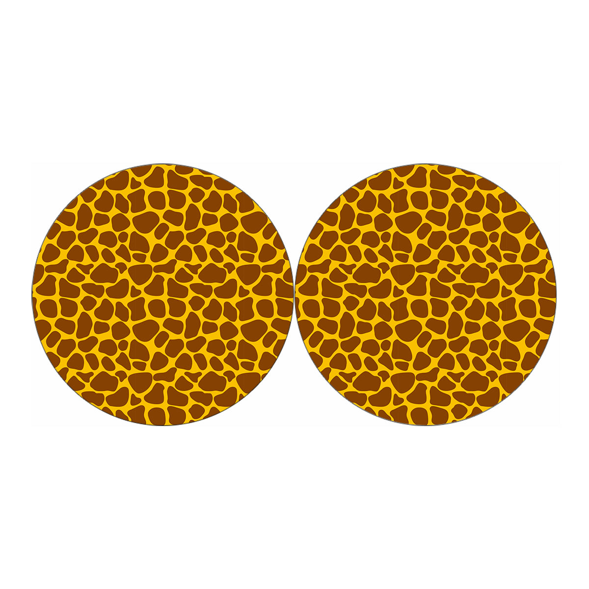 Yellow Brown Giraffe Pattern Print Car Coasters