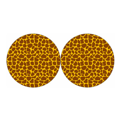 Yellow Brown Giraffe Pattern Print Car Coasters