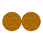 Yellow Brown Giraffe Pattern Print Car Coasters