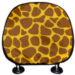 Yellow Brown Giraffe Pattern Print Car Headrest Covers