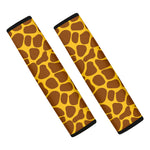Yellow Brown Giraffe Pattern Print Car Seat Belt Covers