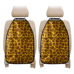 Yellow Brown Giraffe Pattern Print Car Seat Organizers