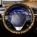 Yellow Brown Giraffe Pattern Print Car Steering Wheel Cover