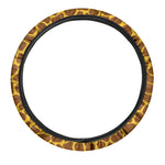 Yellow Brown Giraffe Pattern Print Car Steering Wheel Cover