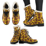 Yellow Brown Giraffe Pattern Print Comfy Boots GearFrost