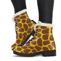 Yellow Brown Giraffe Pattern Print Faux Fur Leather Boots