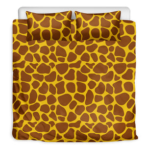 Yellow Brown Giraffe Pattern Print Duvet Cover Bedding Set