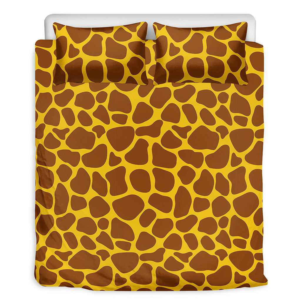 Yellow Brown Giraffe Pattern Print Duvet Cover Bedding Set