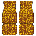 Yellow Brown Giraffe Pattern Print Front and Back Car Floor Mats
