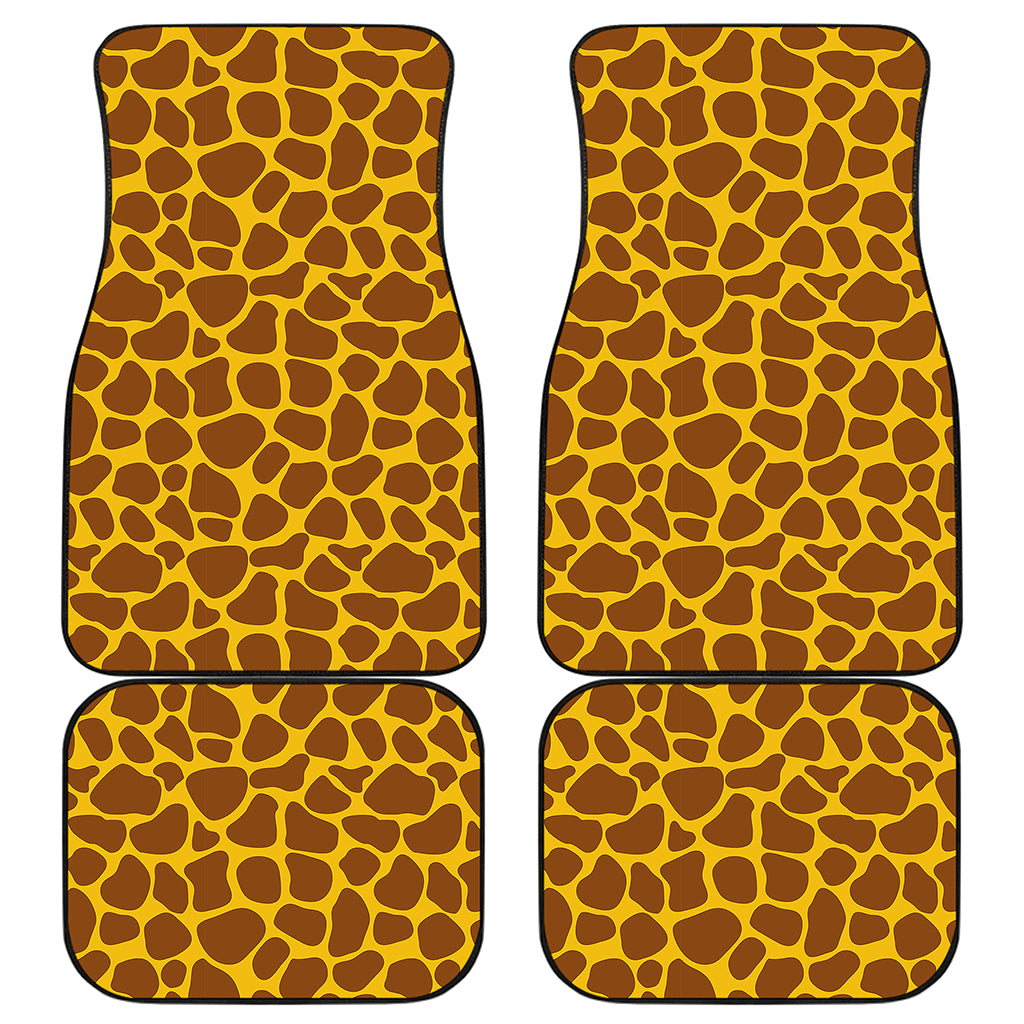 Yellow Brown Giraffe Pattern Print Front and Back Car Floor Mats