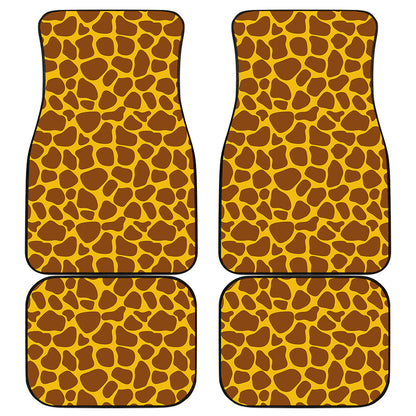 Yellow Brown Giraffe Pattern Print Front and Back Car Floor Mats