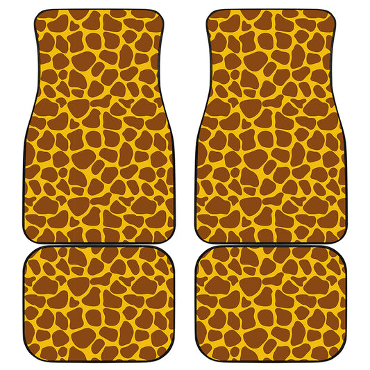 Yellow Brown Giraffe Pattern Print Front and Back Car Floor Mats