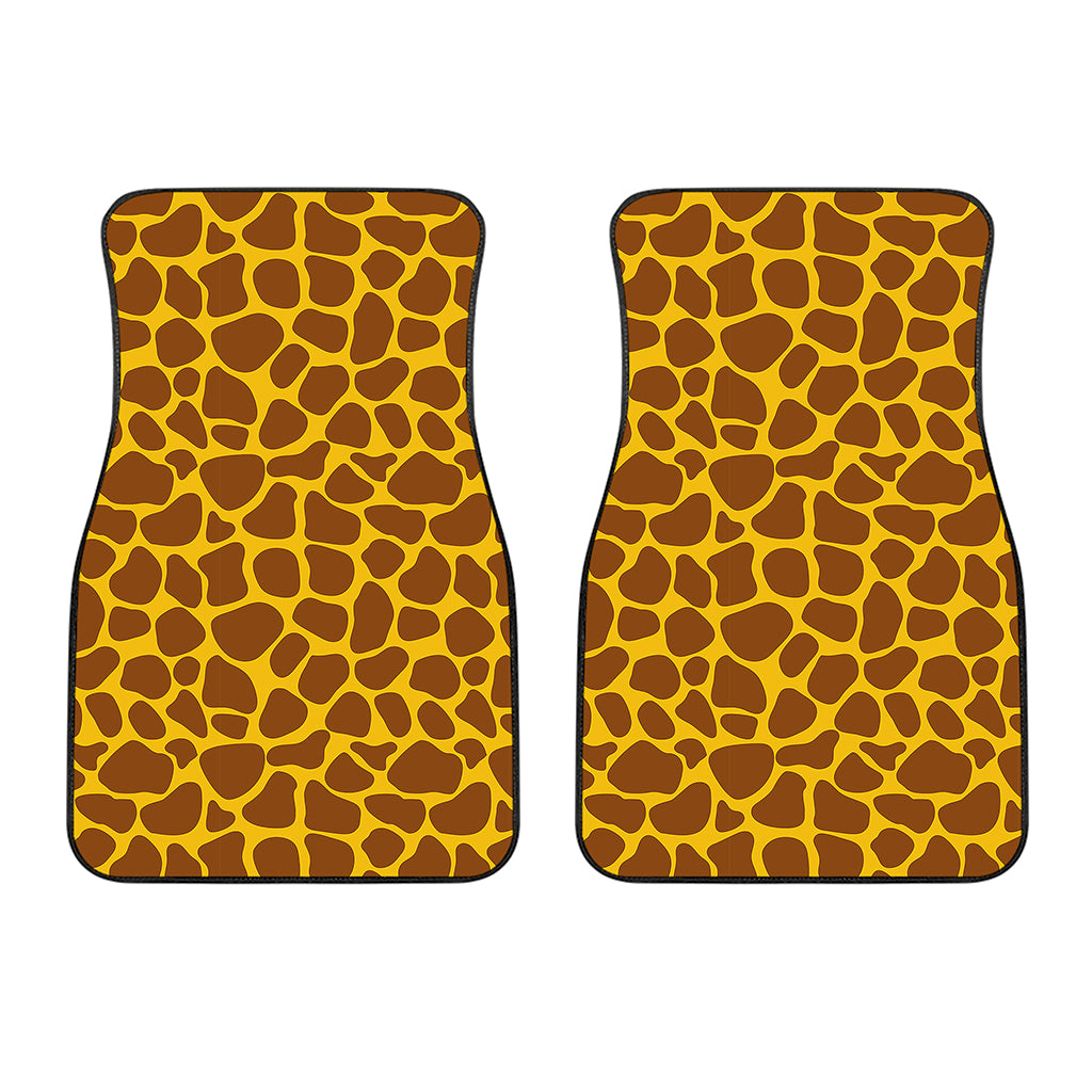 Yellow Brown Giraffe Pattern Print Front Car Floor Mats