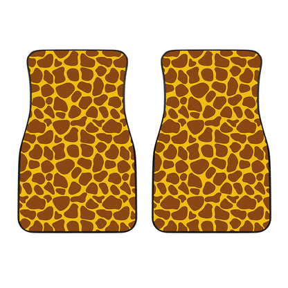 Yellow Brown Giraffe Pattern Print Front Car Floor Mats