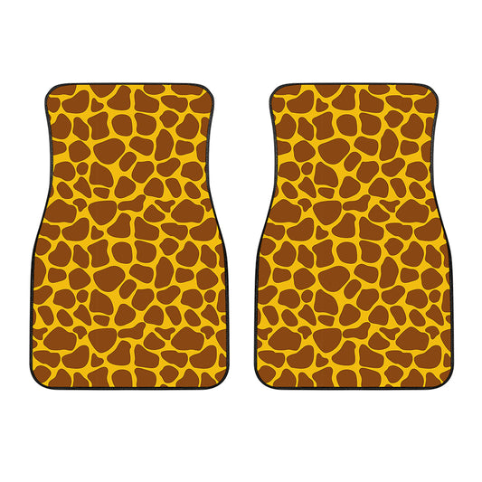 Yellow Brown Giraffe Pattern Print Front Car Floor Mats