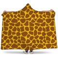 Yellow Brown Giraffe Pattern Print Hooded Blanket
