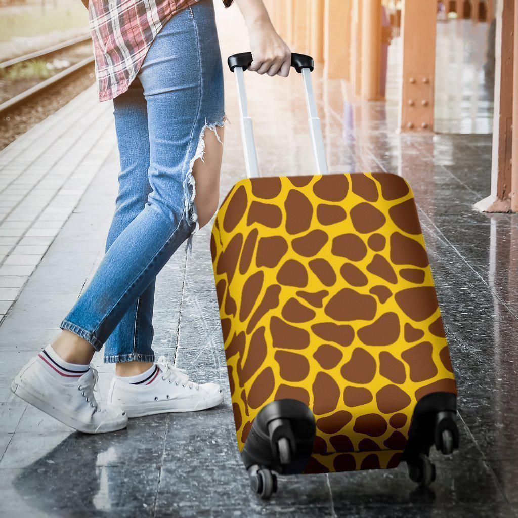Yellow Brown Giraffe Pattern Print Luggage Cover GearFrost