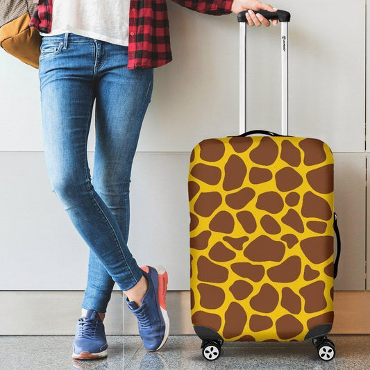 Yellow Brown Giraffe Pattern Print Luggage Cover GearFrost