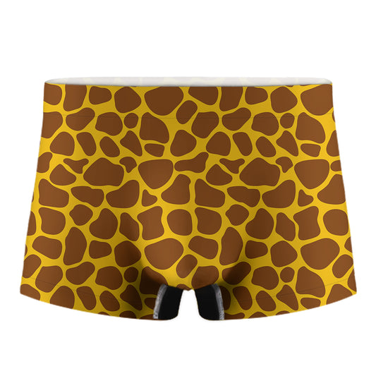 Yellow Brown Giraffe Pattern Print Men's Boxer Briefs