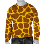 Yellow Brown Giraffe Pattern Print Men's Crewneck Sweatshirt GearFrost