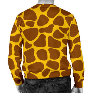 Yellow Brown Giraffe Pattern Print Men's Crewneck Sweatshirt GearFrost