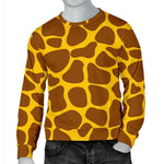Yellow Brown Giraffe Pattern Print Men's Crewneck Sweatshirt GearFrost