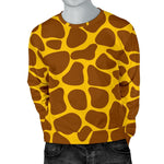 Yellow Brown Giraffe Pattern Print Men's Crewneck Sweatshirt GearFrost