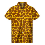 Yellow Brown Giraffe Pattern Print Men's Short Sleeve Shirt