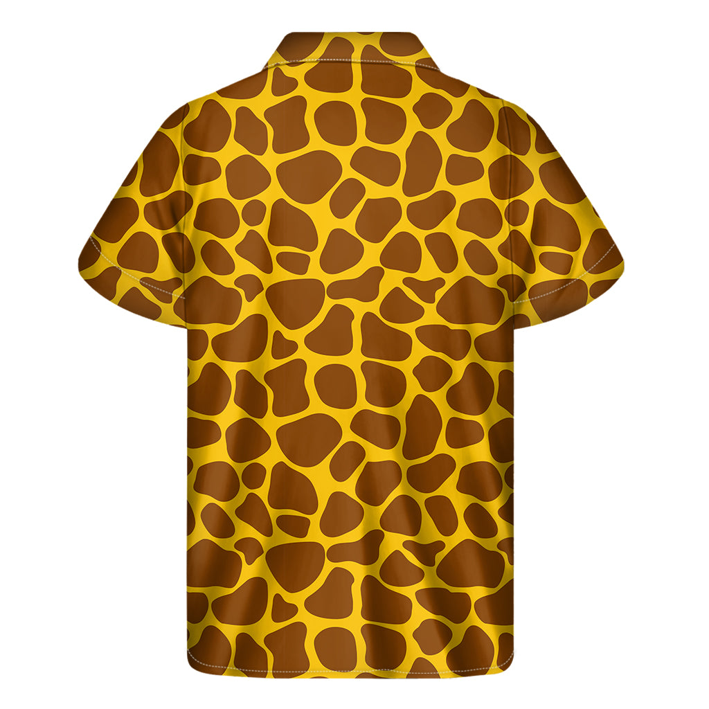 Yellow Brown Giraffe Pattern Print Men's Short Sleeve Shirt