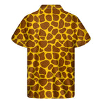Yellow Brown Giraffe Pattern Print Men's Short Sleeve Shirt