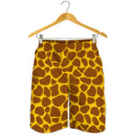 Yellow Brown Giraffe Pattern Print Men's Shorts