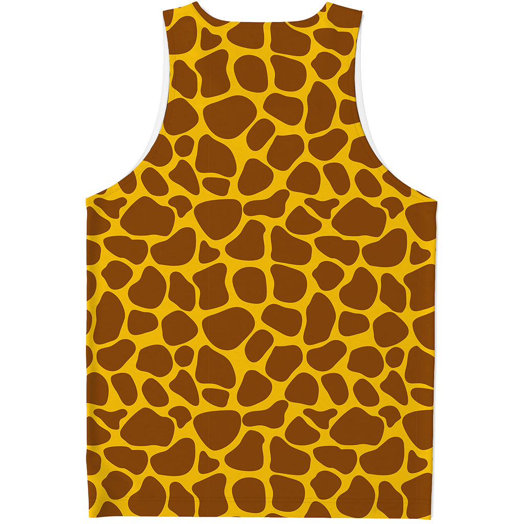 Yellow Brown Giraffe Pattern Print Men's Tank Top