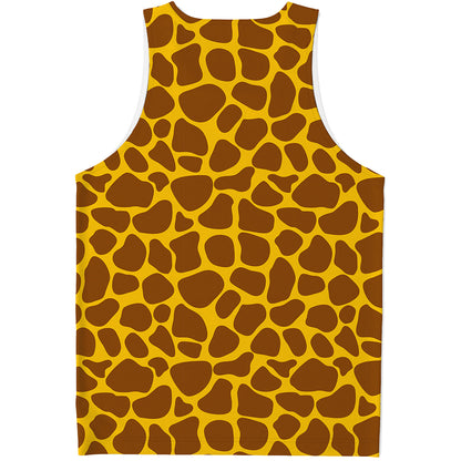 Yellow Brown Giraffe Pattern Print Men's Tank Top