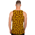 Yellow Brown Giraffe Pattern Print Men's Tank Top
