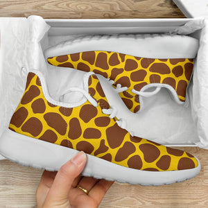 Yellow Brown Giraffe Pattern Print Mesh Knit Shoes GearFrost