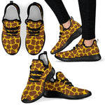 Yellow Brown Giraffe Pattern Print Mesh Knit Shoes GearFrost