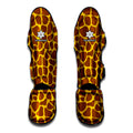 Yellow Brown Giraffe Pattern Print Muay Thai Shin Guards